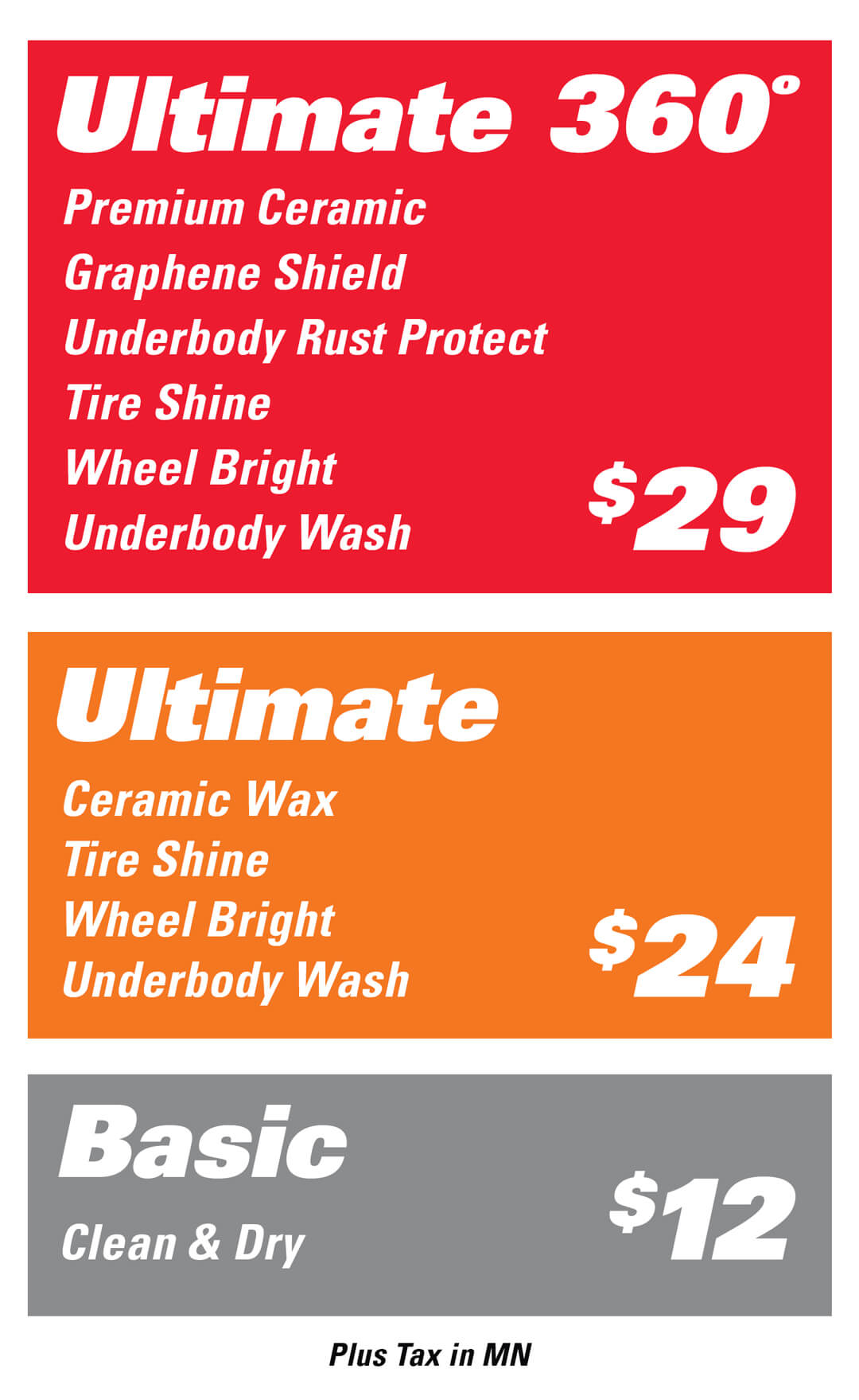 Ultimate wash info